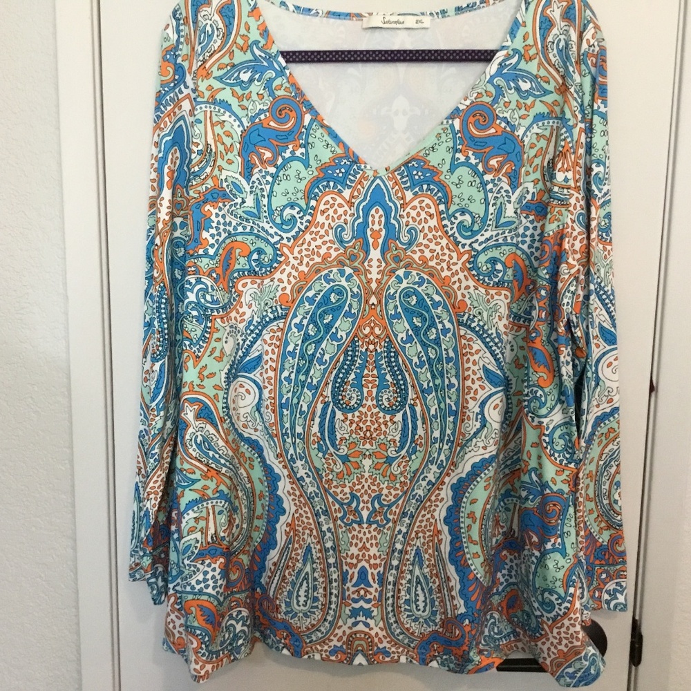 SAKURAFINA PAISLEY PRINT TUNIC SIZE 2X